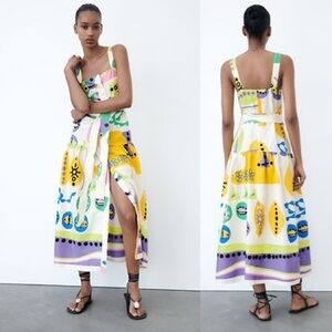 NWT SOLD OUT Zara Printed Midi Dress (L) XL
